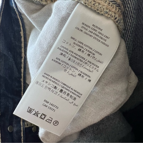 NEW RE/DONE Loose Long Jeans in Chunky Stitch Indigo - Picture 8 of 13